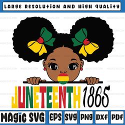 juneteenth 1865 kid svg, black girl svg, afro puff svg, afro girl svg, black history little girl svg , digital download