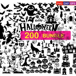 200 halloween bundle, halloween vector, sarcastic svg, dxf eps png, silhouette, cricut, cameo, digital, funny mom svg, w