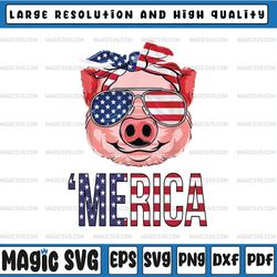 pig merica 4th of july png, american flag leopard png, funny custom png printable