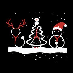 nurse item christmas tree and snowman, christmas svg, silhouette svg fies