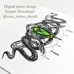 Snake Tattoo Design Snakes Tattoo Sketch Underboob Tattoo Designs Under Chest Tattoo Idea, Instant download PNG and JPG