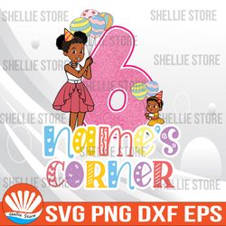 custom name age african american birthday girl png gracies corner party png custom title family matching png digital,
