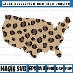 leopard america sublimation design | american usa map png | digital download | printable art | 4th of july independence