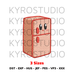 kirby refrigerator design, anime design, embroidery design file, chibi design, cute design, embroidery design.