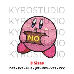 kirby saying no design, anime design, embroidery design file, chibi design, cute design, embroidery design.