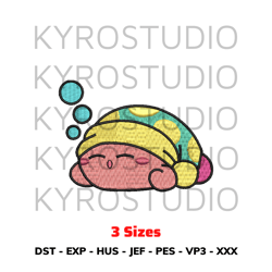 kirby sleeps design, anime design, embroidery design file, chibi design, cute design, embroidery design.