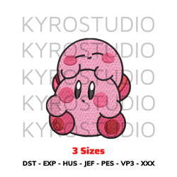 kirby twins design, anime design, embroidery design file, chibi design, cute design, embroidery design.