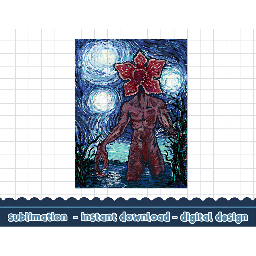 Netflix Stranger Things Demogorgon Starry Night Style Poster png,digital print.jpg