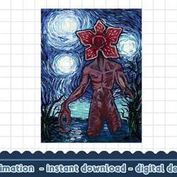 netflix stranger things demogorgon starry night style poster png,digital print