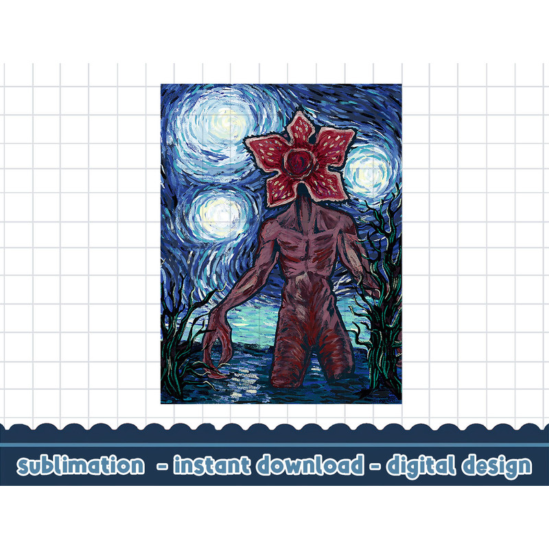 Netflix Stranger Things Demogorgon Starry Night Style Poster png,digital print.jpg