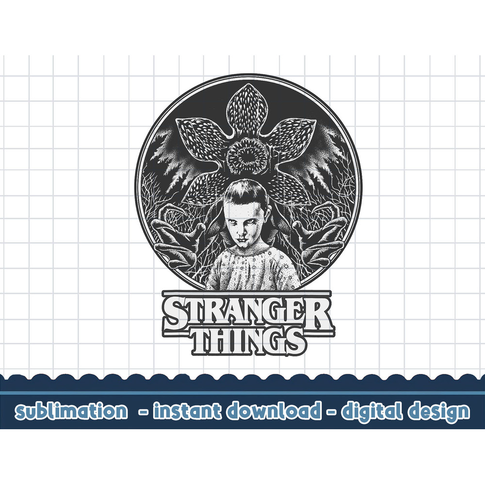 Netflix Stranger Things Eleven And Demogorgon Circle png,digital print.jpg