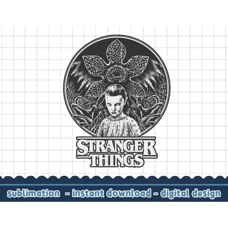 Netflix Stranger Things Eleven And Demogorgon Circle png,digital print.jpg
