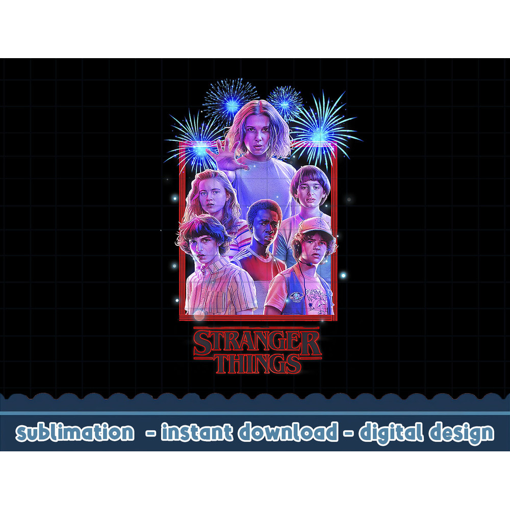 Netflix Stranger Things Group Shot Fireworks Poster png,digital print.jpg