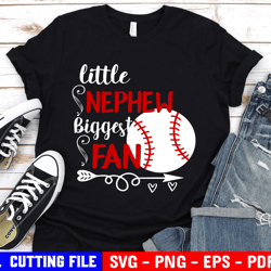 little nephew biggest fan svg, baseball svg, baseball brother svg, baseball uncle svg, boy baseball shirt svg for cricut