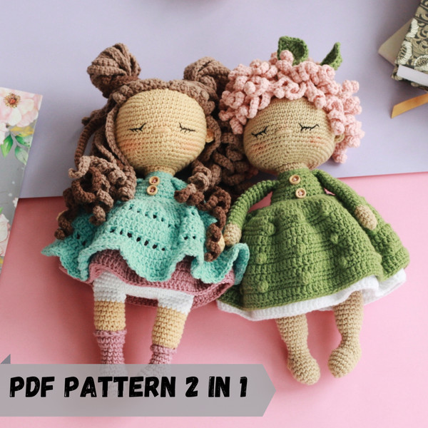 Amigumi crochet doll with curly hair