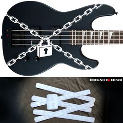 Chain and lock vinyl stickers for guitars, electric guitars, bass guitars set 5