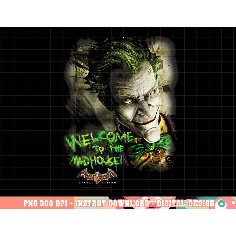 Batman Arkham Asylum Joker Welcome to the Madhouse T Shirt png, digital print,instant download.jpg