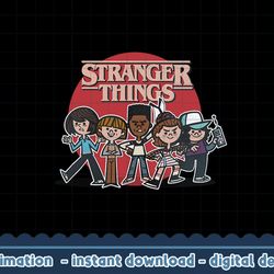 stranger things 4 group shot comic line up png,digital print
