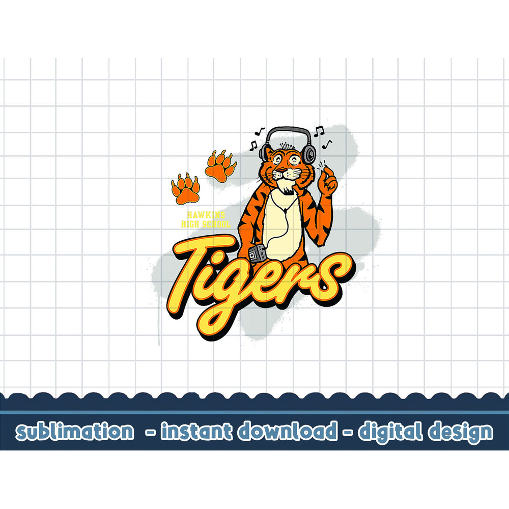 Stranger Things 4 Hawkins High School Tigers Cartoon Mascot png,digital print.jpg