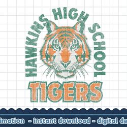 stranger things 4 hawkins tigers faded logo png,digital print