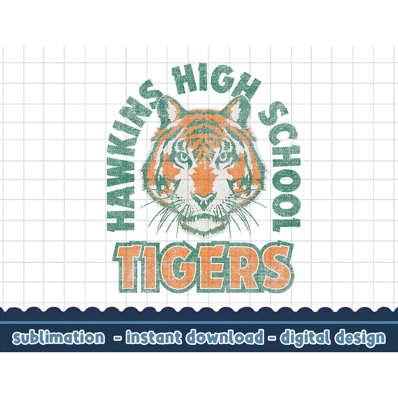 Stranger Things 4 Hawkins Tigers Faded Logo png,digital print.jpg