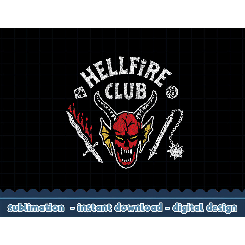 Stranger Things 4 Hellfire Club Skull & Weapons png,digital print.jpg