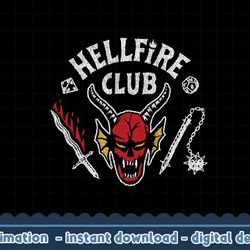 stranger things 4 hellfire club skull & weapons png,digital print