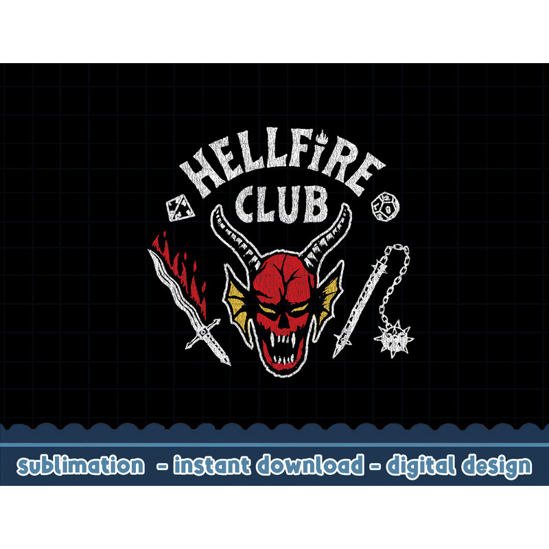 Stranger Things 4 Hellfire Club Skull & Weapons png,digital print.jpg