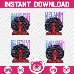 png bundle god says i am, black girl magic png, melanin black queen png, afro woman png, african american png, png print