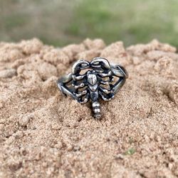 Silver scorpion ring, Size 6 - 8,5 US, Made to Order, Zodiac signs jewelry, Gift for men or woman, Handmade jewelry