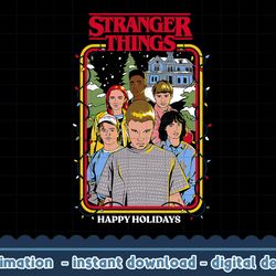 stranger things christmas happy holidays group sketch png,digital print