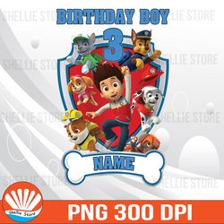 personalized paw patrol birthday boy png, paw patrol family birthday png, birthday matching tee, patrol inspired