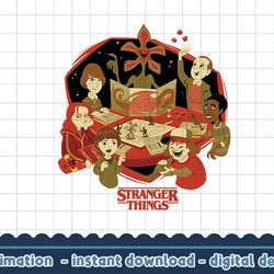 stranger things d&d group shot cartoon png,digital print
