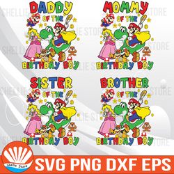 super mario birthday svg, mario birthday svg, custom super daddio svg, super mario birthday family svg, mario birthday