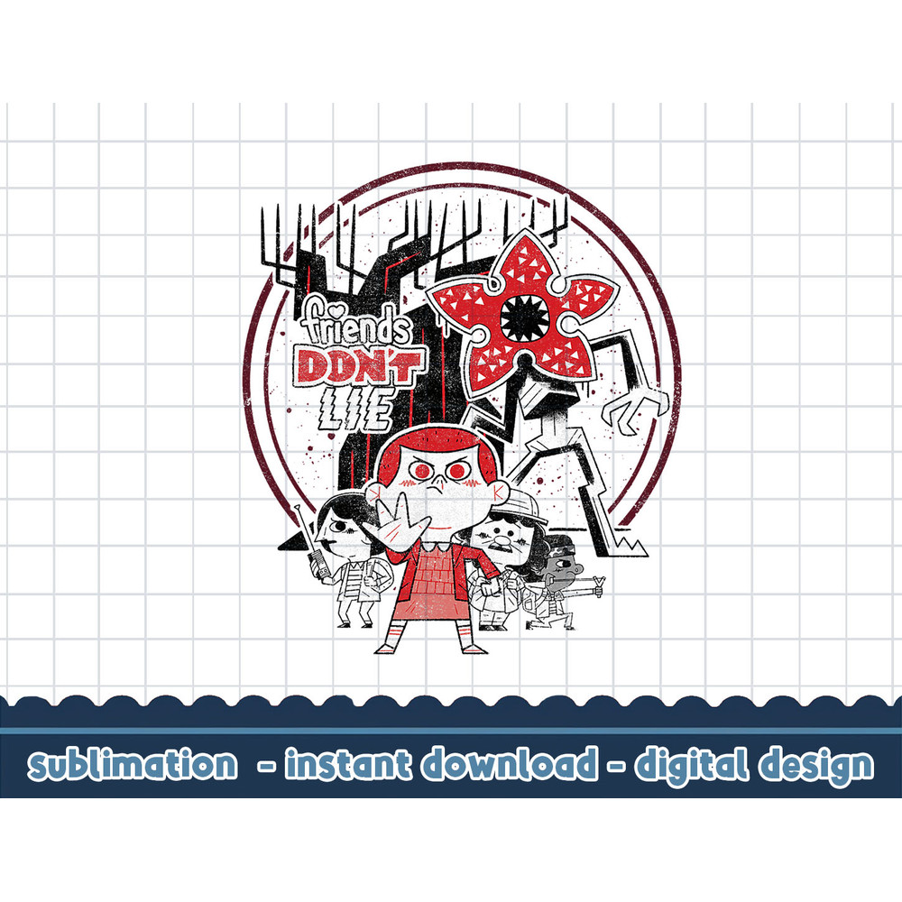 Stranger Things Day Friends Don t Lie Chibi Group Shot png,digital print.jpg