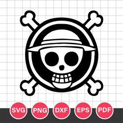 Black White Logo One Piece Svg, Logo One Piece Svg, Skull Logo Svg, Pirate Svg, Png Dxf Eps Pdf Download Files