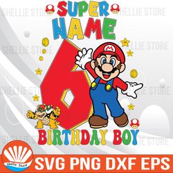 custom personalize super mario birthday svg, super mario family svg, custom super mario birthday svg