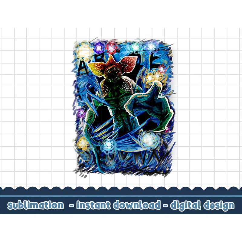 Stranger Things Demogorgon Starry Night Letter Poster png,digital print.jpg