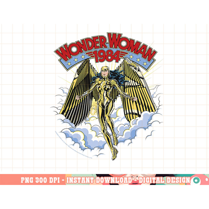 DC Comics Wonder Woman 1984 Gold Suit Clouds Portrait png, digital print,instant download.jpg
