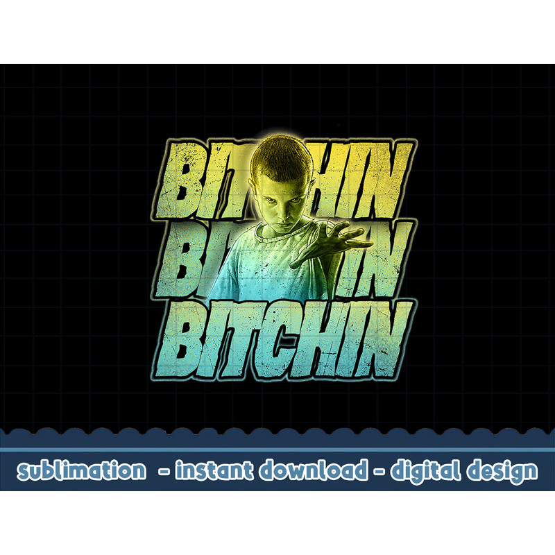 Stranger Things Eleven Bitchin Green Gradient Stack png,digital print.jpg