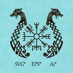 vegvisir svg viking runic compass, helmet of terror, digital svg, eps, ai