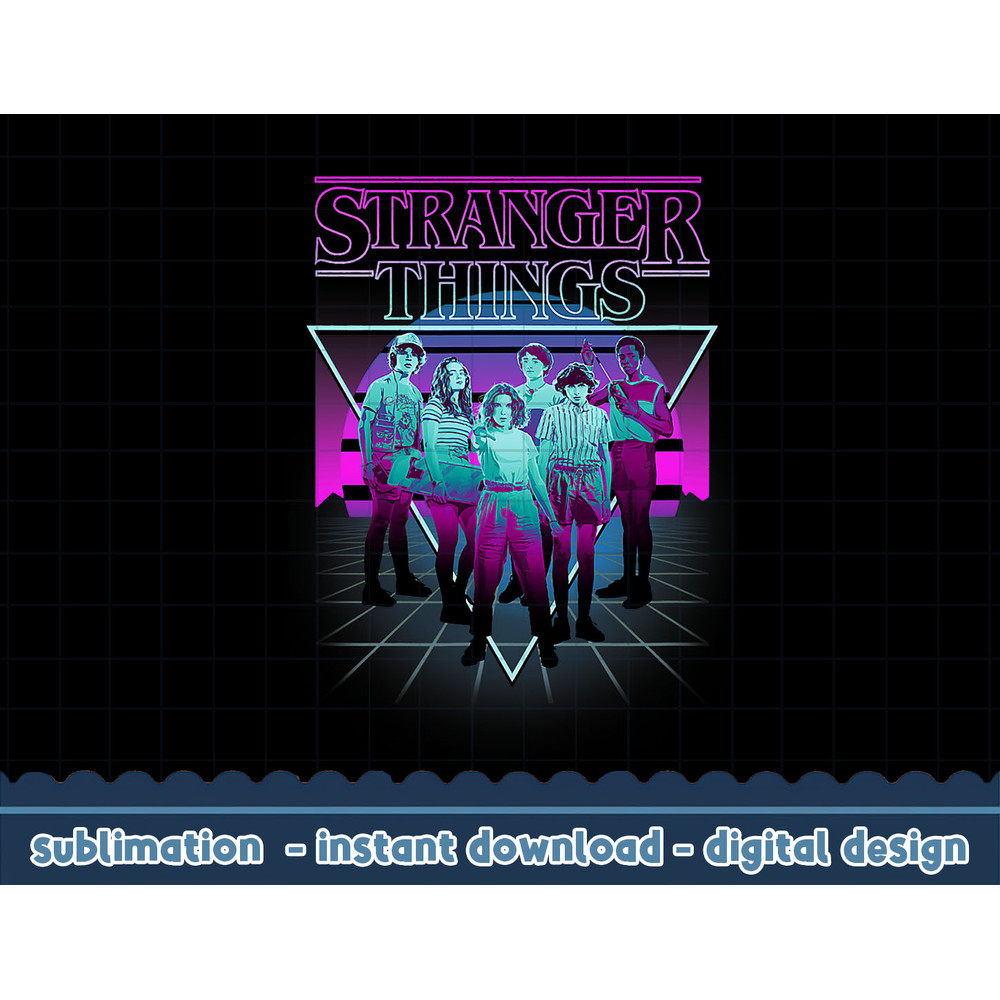 Stranger Things Group Shot Neon Triangle png,digital print.jpg
