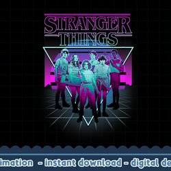 stranger things group shot neon triangle png,digital print