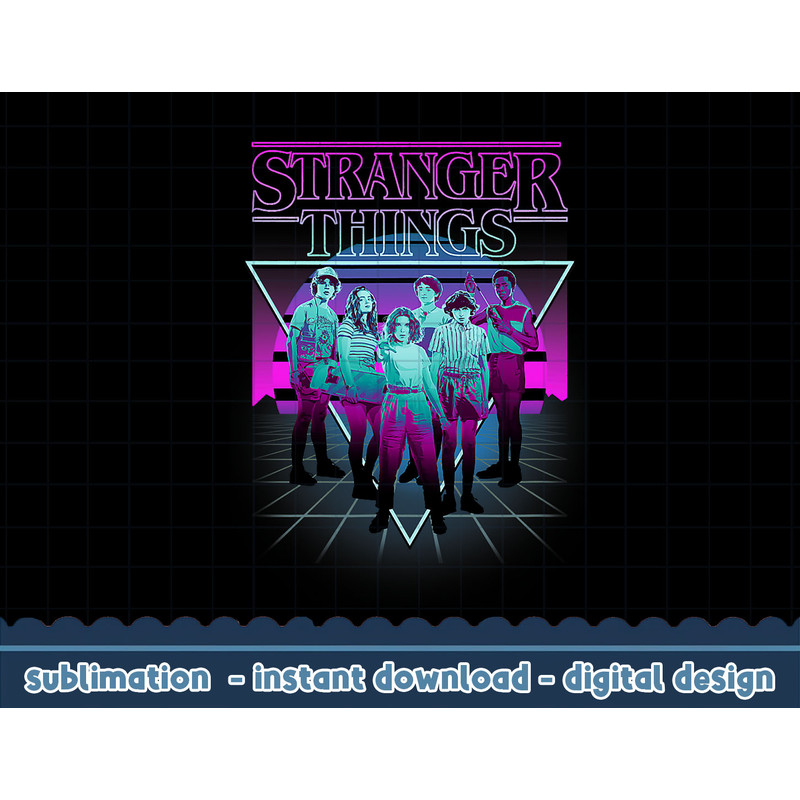 Stranger Things Group Shot Neon Triangle png,digital print.jpg