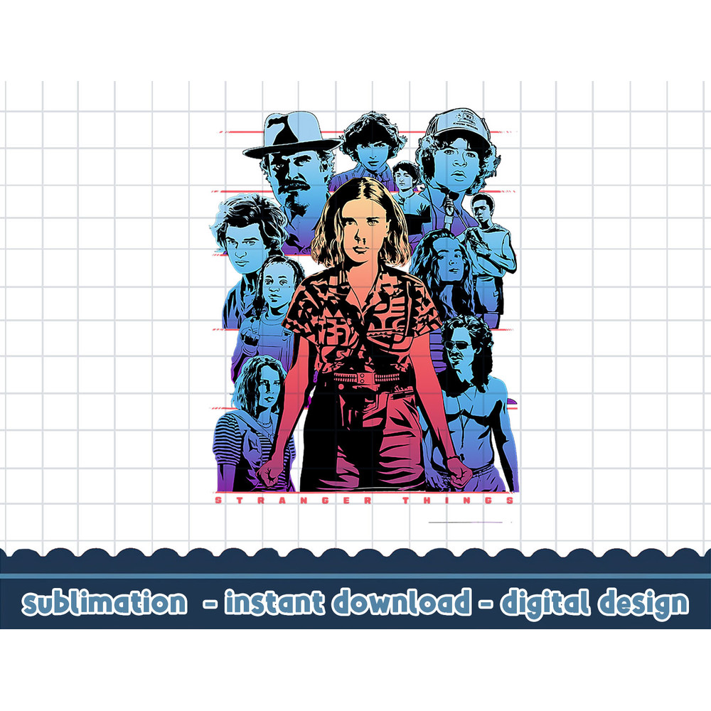Stranger Things Group Shot Populous Gazing png,digital print.jpg
