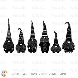 gnome svg, christmas gnome, gnome cricut, gnome silhouette, linocut style, linocut svg, clipart png, stencil templates