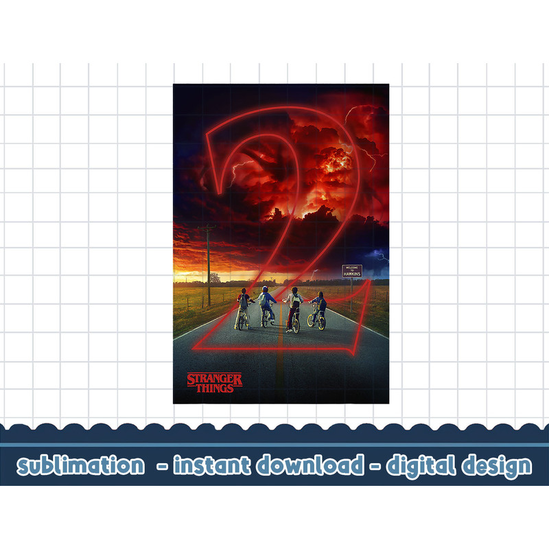 Stranger Things Group Shot Season Two Neon Poster png,digital print.jpg