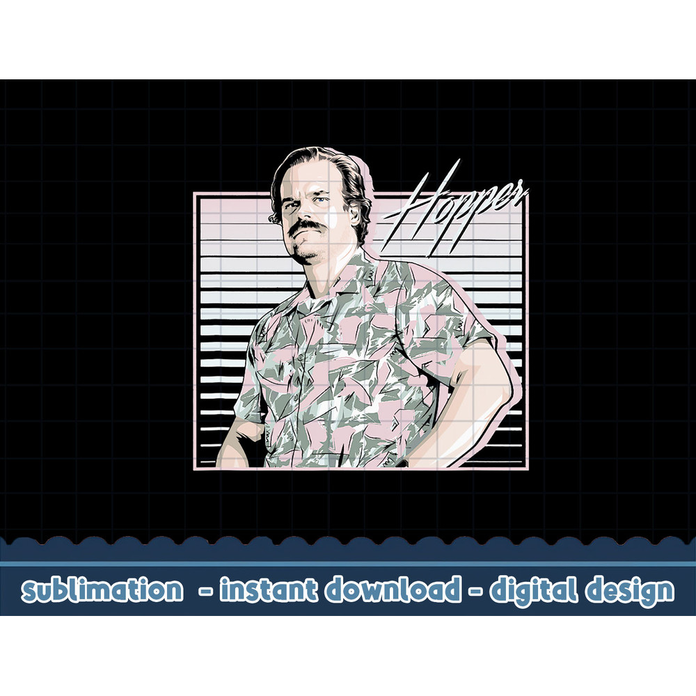 Stranger Things Hopper Hawaiian Shutter Background png,digital print.jpg