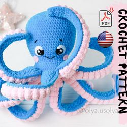 crochet pattern | ostin the octopus | pdf | english and german | plush stuffed toy | plush yarn | diy tutorial