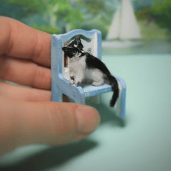 Art Miniature Cat by photo Custom Realistic pet Very move and mobile OOAK Dollhouse